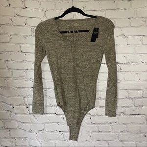 Hollister Tie Front Long Sleeve Bodysuit NWT